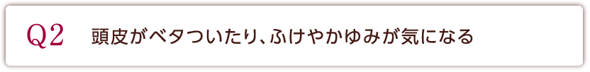 Q2 頭皮がベタついたり、ふけやかゆみが気になる