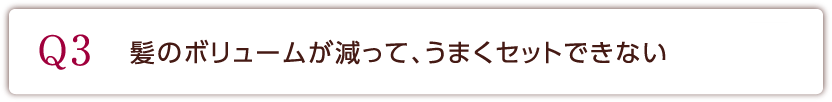 Q3 髪のボリュームが減って、うまくセットできない