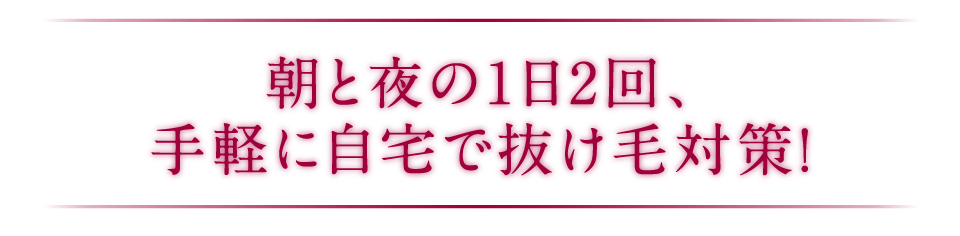 朝と夜の1日2回、手軽に自宅で抜け毛対策！